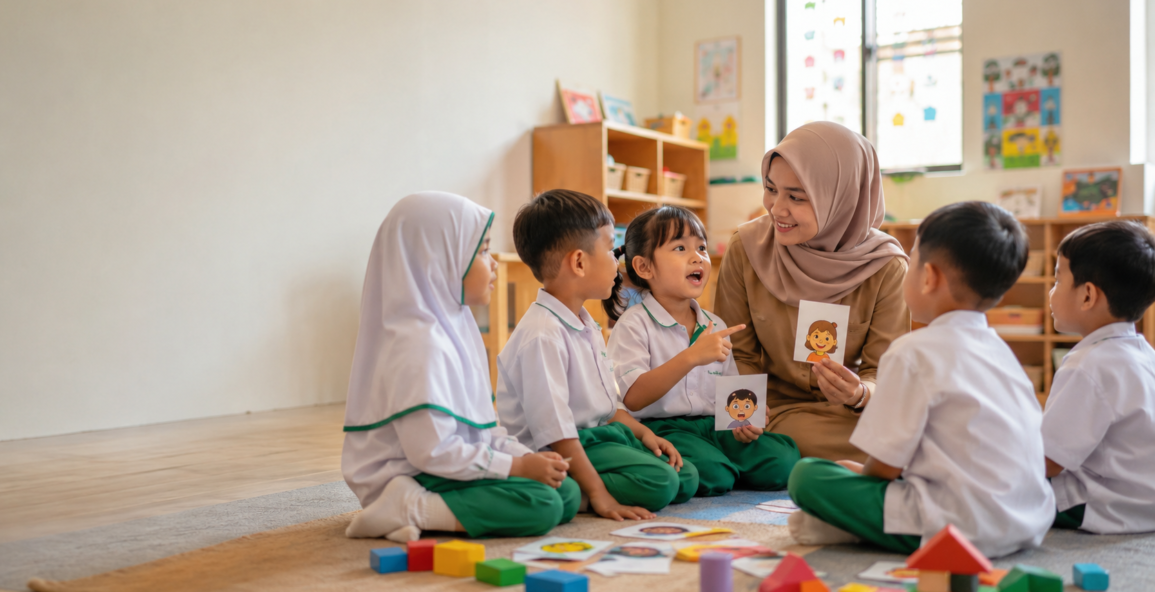 Guru PAUD mendampingi perkembangan sosial emosional anak usia dini melalui kegiatan kelompok